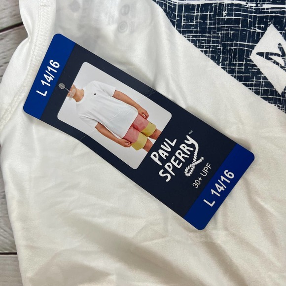 NWT Sperry Youth Swim Shirt Quick dry 30+ UPF Size L (14/16) - Picture 4 of 4